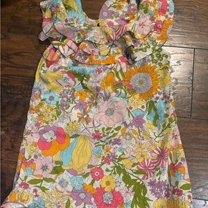 Liberty of London Floral Dress with Pink, Yellow, and Green